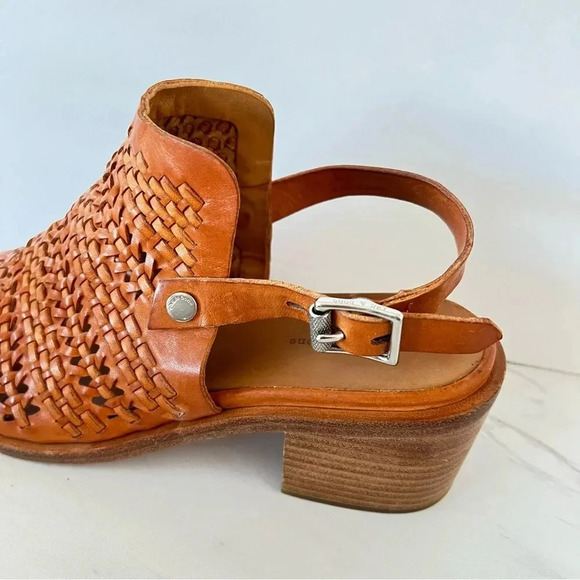 Rag & Bone Wyatt Mid Block Heel Woven Leather Size 6.5 (36.5) Brown - Picture 7 of 11